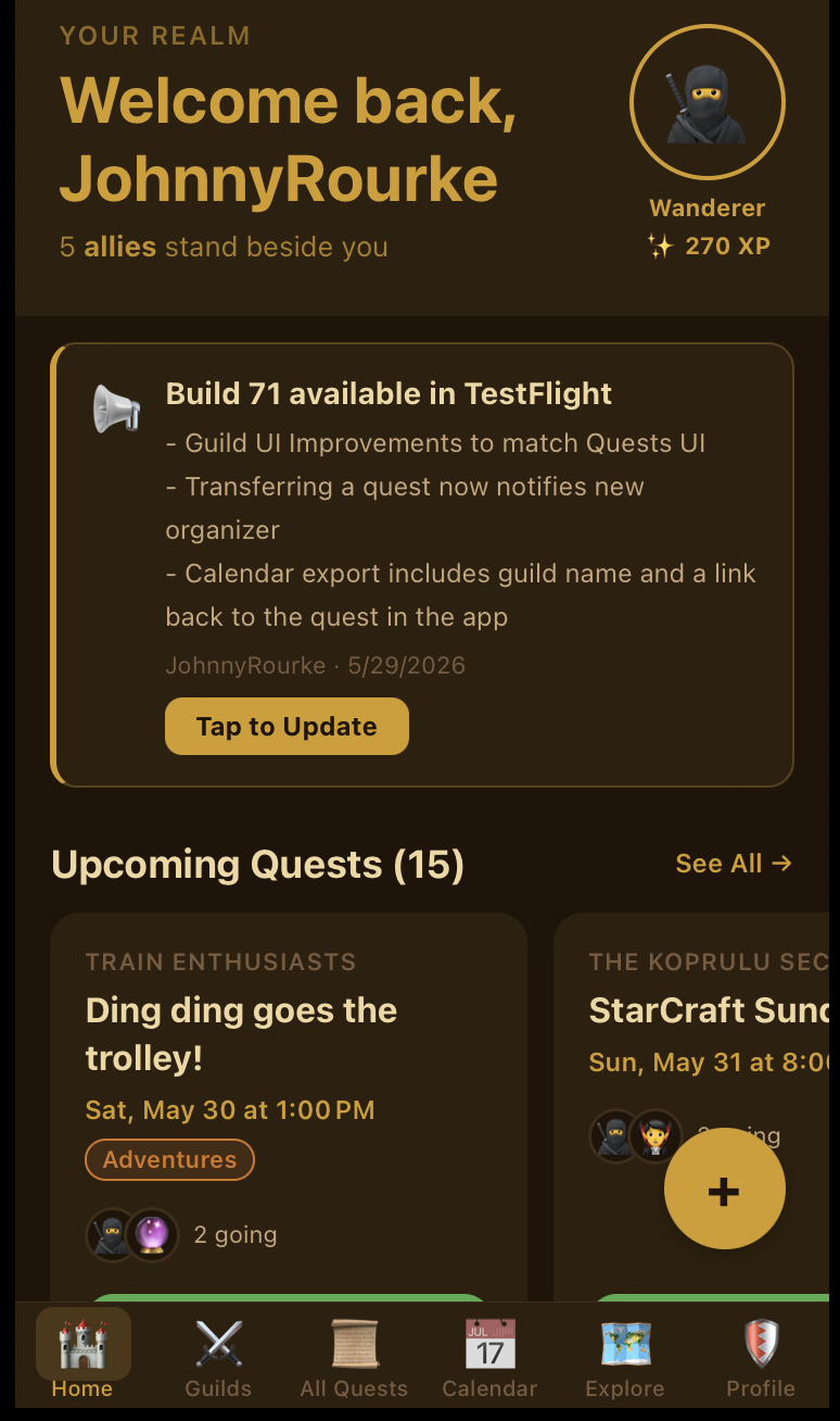 Guild Rally Home Screen